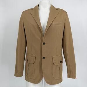 Zara Man Khaki Safari Blazer Sport Coat M Cotton Gorpcore Preppy Old Money